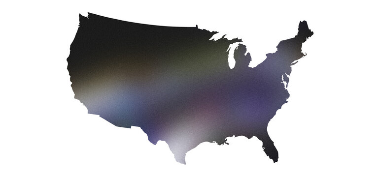 USA map with states isolated on a white background. United States of America map isolated or transparent png. 