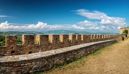 rustic castle wall in tuscany italy in panoramic format