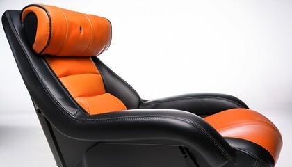 modern orange and black recliner chair side view