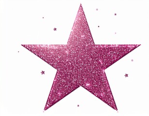 glamour pink color glitter star isolated on white