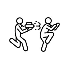 water battle black line icon for digital and print projects.