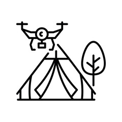 drone zone black line icon for digital and print projects.