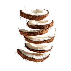 Stacked coconut slices against dark background food photography