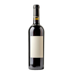 Fototapeta premium Front view of a Bordeaux-style wine bottle with a white blank label, studio shot, isolated on a white background
