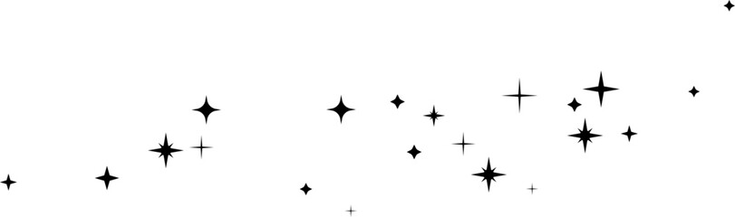 Stars and sparklers. Vector horizontal flowing effect with flying decoration elements. © KsanaGraphica