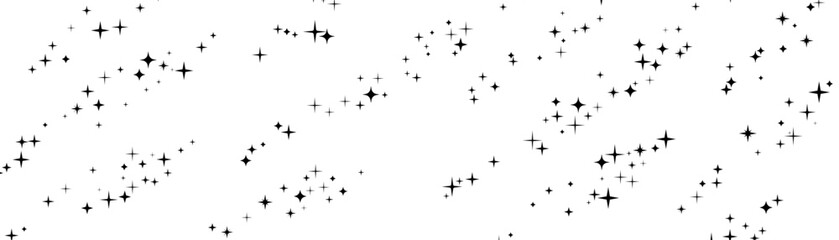 Sparklers and stars. Vector horizontal border with flying decoration elements.