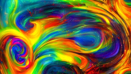 Fototapeta premium Vibrant, psychedelic swirls of color and light create a mesmerizing fractal pattern