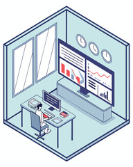 High-Tech Workspace Artificial Intelligence and Big Data Solutions
