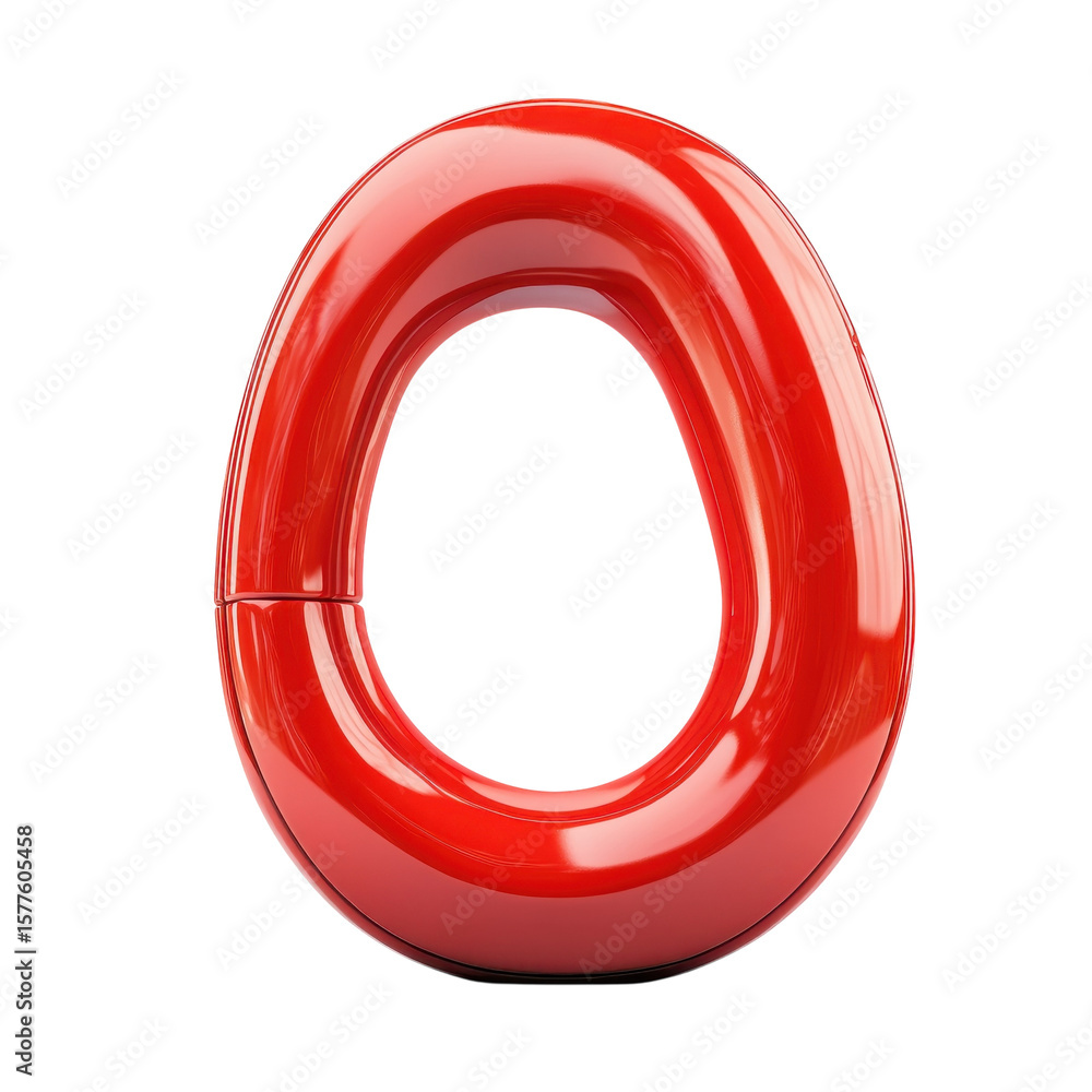 Poster scarlet red ring loop glossy modern 3d render art decorative element on transparent background