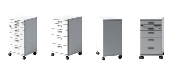 Isolated Studio-Lit Professional mobile pedestal drawer unit f transparent background, PNG cutout, ideal for marketing materials and graphic design, digital downloads, royalty-free