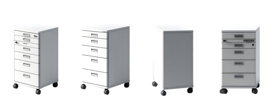 Isolated Studio-Lit Professional mobile pedestal drawer unit f transparent background, PNG cutout, ideal for marketing materials and graphic design, digital downloads, royalty-free