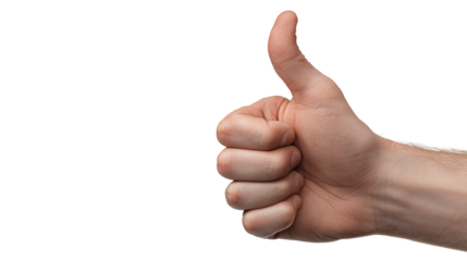 Thumbs up hand gesture as a symbol of appreciation or approval, which can be used in graphic design, web UI or social media posts on a transparent background