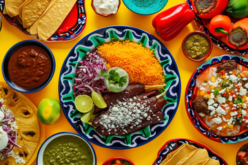 Mexican festive food, top view