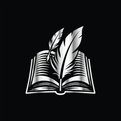 Torch of Leadership: Education & Knowledge Logo with Book and Laurel Wreath in Vector Design. Witchy Book Club Crew: Esoteric Celestial Magic Reading Vector Logo for Study Groups.