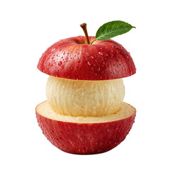 Deconstructed Red Apple with Creamy Center on Transparent Field - A Culinary Creation