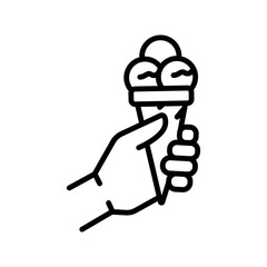 ice cream cone black line icon for digital and print projects.