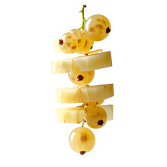 Stacked pineapple slices with yellow currants