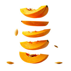 Stacked pumpkin slices against black background