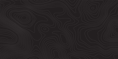 Abstract topographic map pattern with intricate lines on a dark background, ideal for design use, The black on white contours topography stylized height of the lines map.