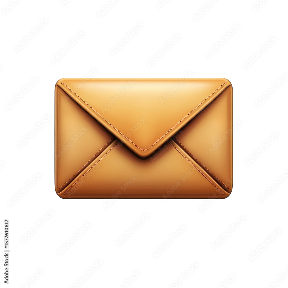 Poster golden envelope correspondence mail email notification communication on transparent background