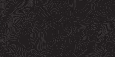 Abstract topographic map pattern with intricate lines on a dark background, ideal for design use, The black on white contours topography stylized height of the lines map.