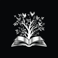 Serene Hammock Escape: Relaxing Book Reading Vector Logo for Literary Enthusiasts. Literary Bliss: Relaxing in a Hammock with a Book Vector Logo Design.