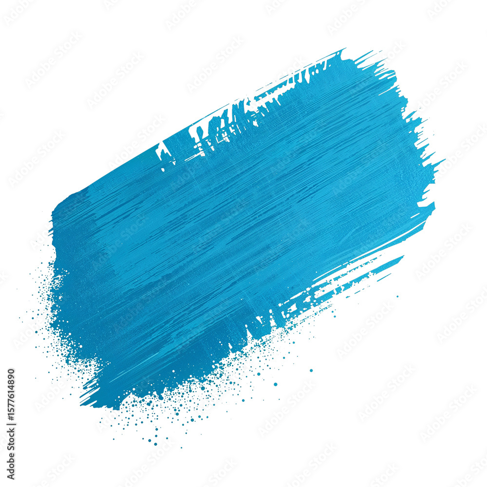 Poster azure brushstroke with delicate splatter details creating a dynamic artistic expression