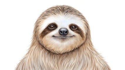 Closeup portrait of a cute sloth with a gentle smile