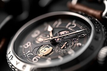 Intricate close-up of a vintage watch studio setting photography dark background macro view timeless elegance