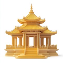 Obraz premium 3D front view illustration of Istana Kuning Indonesia monument isolated on a white transparent background.