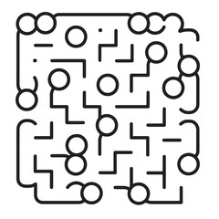 Abstract black and white geometric pattern maze design for modern graphic concepts
