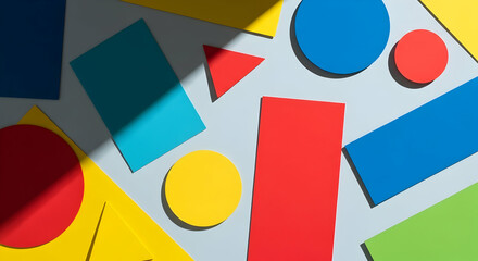 Vibrant Geometric Shapes on Light Gray Background