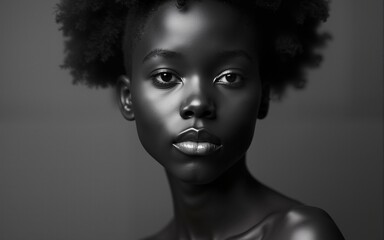 Photo hyper realistic African black white portrait. High quality