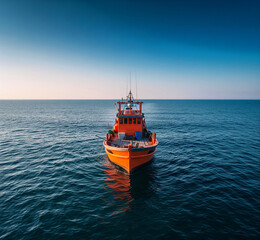 Fototapeta premium orange buoy on the sea