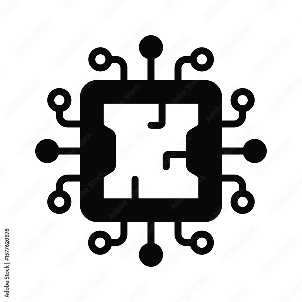 Wall mural check out this glyph icon of microprocessor unit