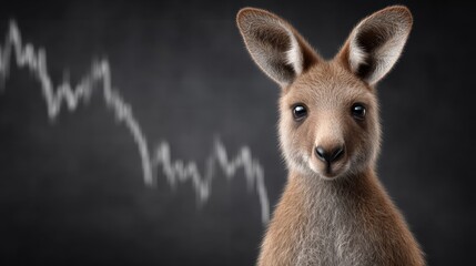 Kangaroo looking confused amidst financial crisis in australia stock trading collapse world marketing challenges