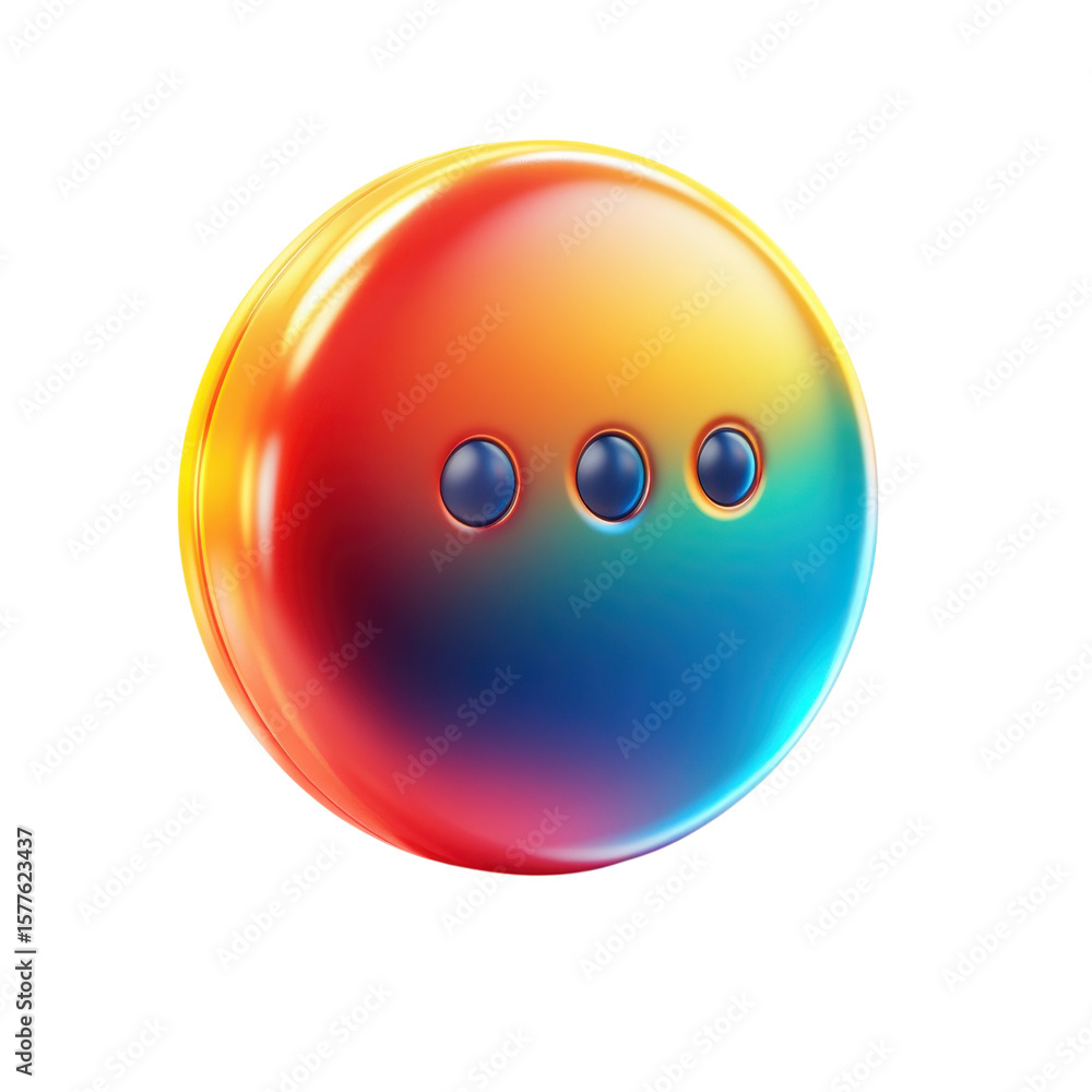 Poster luminous sphere with three dots abstract orb of rainbow color options icon on transparent background