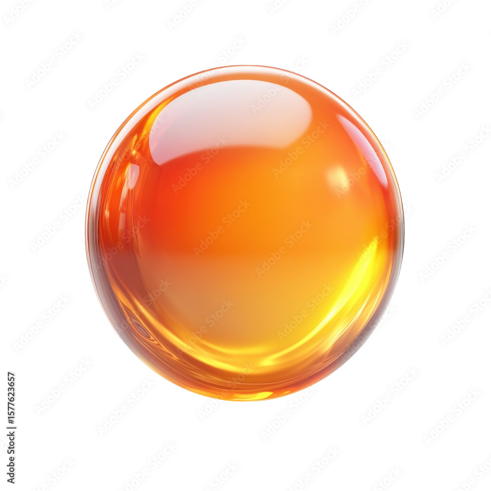 Poster orange sphere transparent render 3d glass ball object abstract glowing on transparent background
