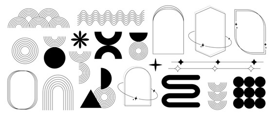 Minimal black and white geometric line elements collection