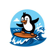 Surfing Time with Cool Penguin Guin