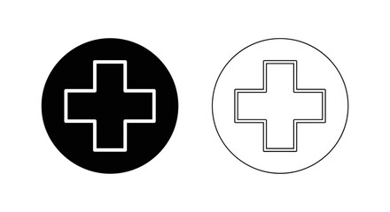 Fototapeta premium Two oval shapes each containing a cross one filled black and one outlined in white