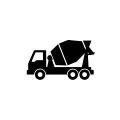 Fototapeta premium A black silhouette of a concrete mixer truck, a common vehicle used in construction and infrastructure development projects.