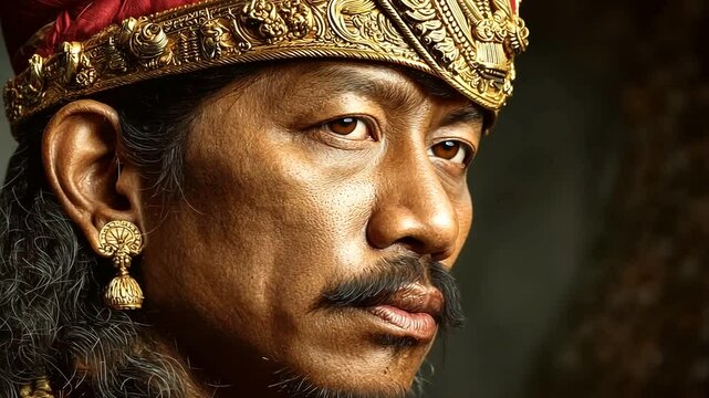 Majestic Portrait of a King: Regal Details and Fine Gold Adornments showcasing Royalty and heritage