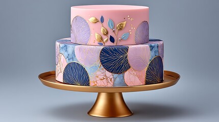 Two-tiered cake with intricate design