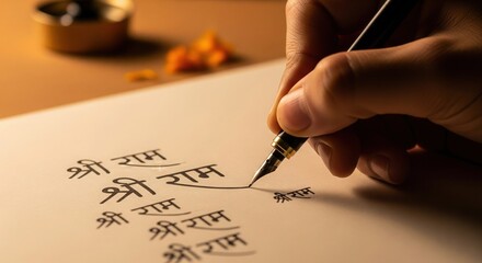 Shri Ram Handwriting Close-Up &ndash; Tulsidas Jayanti Concept Image