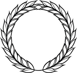 Elegant feather wreath line art vector graphic design element