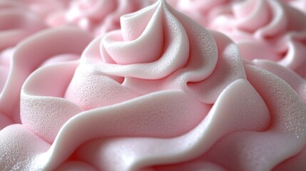 Close-up of swirls of pale pink frosting