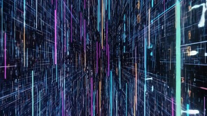 Futuristic Matrix Style Background with Vertical Streams - Powered by Adobe