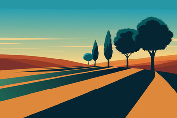 landscape with trees and sky