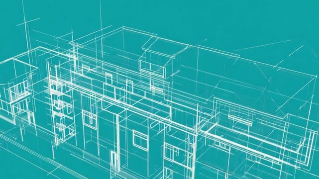 Architectural blueprint of a modern building design with detailed structural outlines